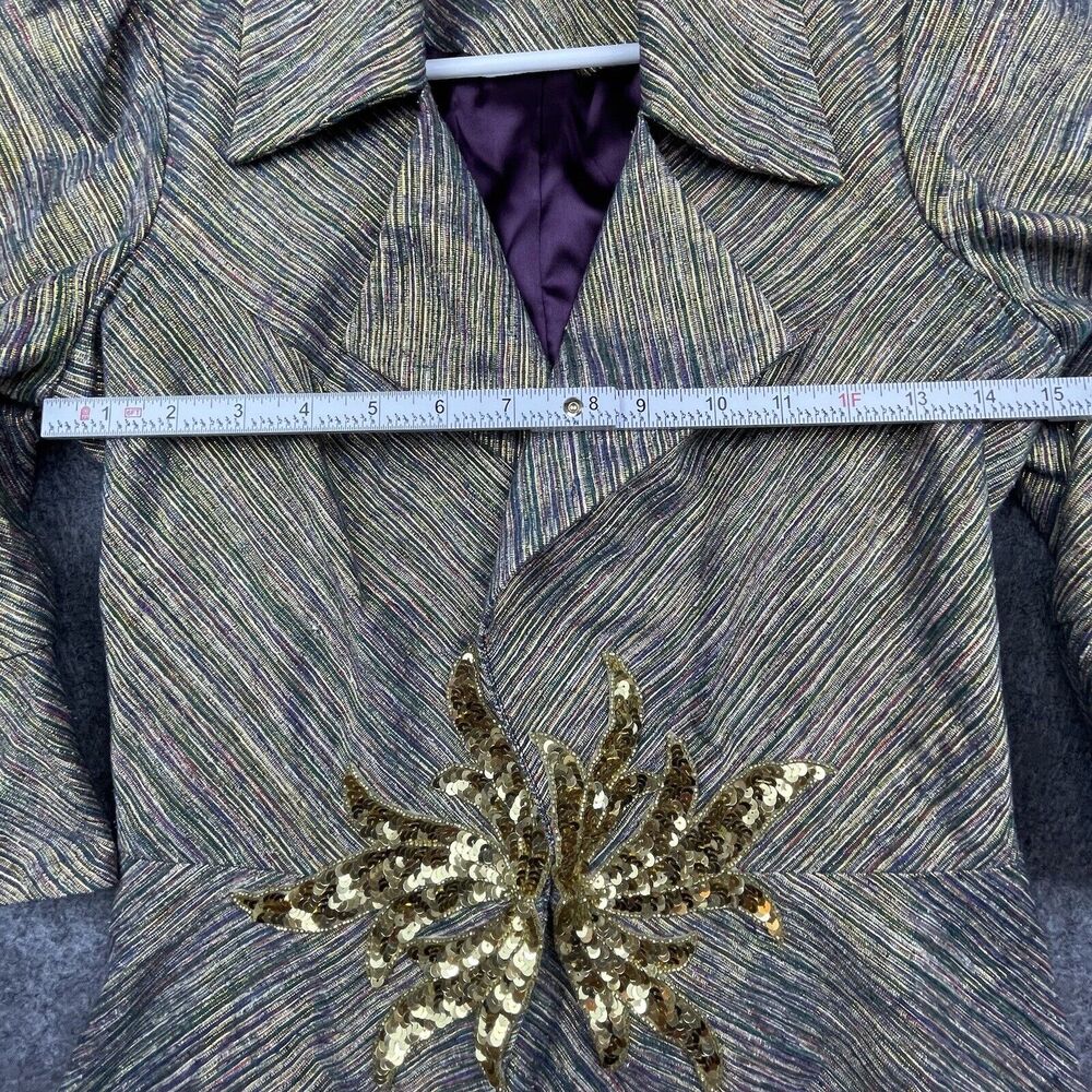 Ingwa Melero Jacket Womens 8 Irredescent Gold Sequins Silk Lurex Blazer Peplum - Picture 7 of 8